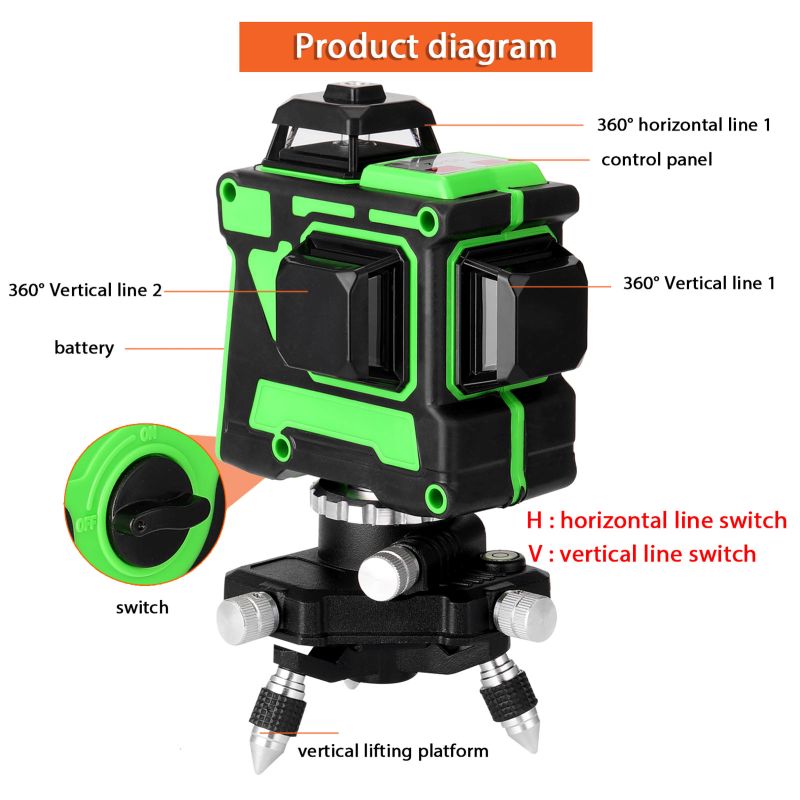 Лазерный нивелир ATV3d 12 лини – обзор и цена Laser Level Rotary
